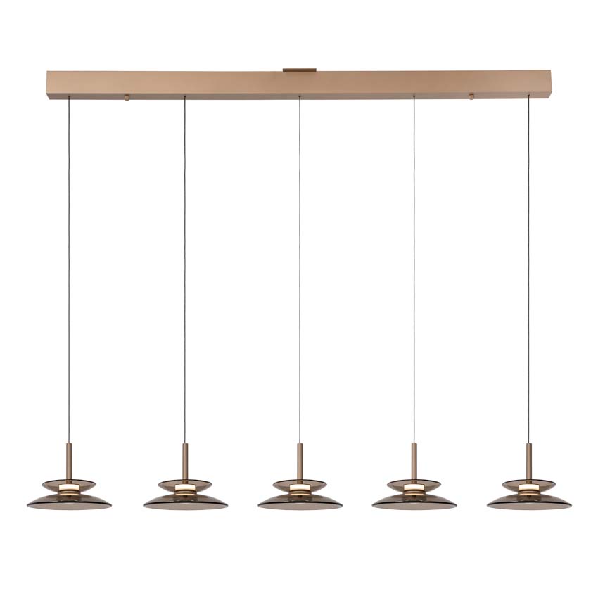 Lucide Premium Santiago - Suspension - LED dimmable - CCT - 5x10W 2700K/4000K - Ambré