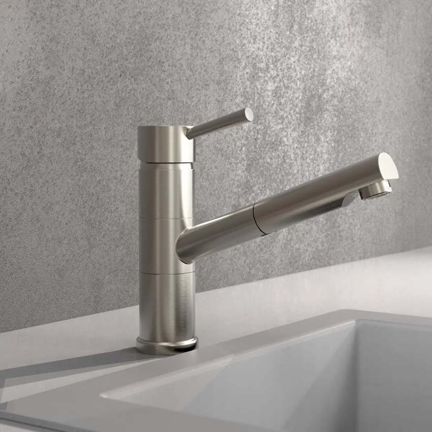 Robinet de cuisine Unai inox-look avec bec extractible