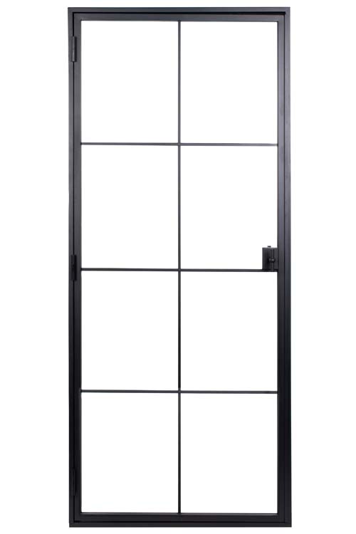 Porte intérieure simple en acier Black Glamour noir 8V poussant à droite sur mesure