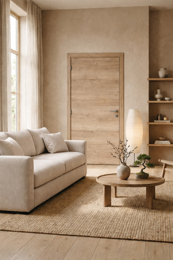 Porte intérieure complète Nature Wood 201,5x73cm tubulaire réversible + châssis 16,5cm