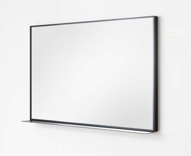 Miroir Tabibi rectangulaire noir mat avec tablette 120x80cm