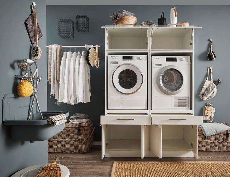 Meuble pour buanderie Decowash set 5 blanc 135x67,5x200cm