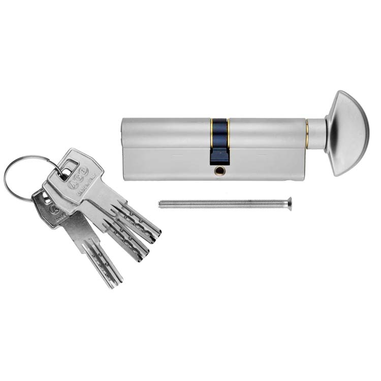 Cylindre pro AGB sécurité bouton 95mm  look inox SKG**