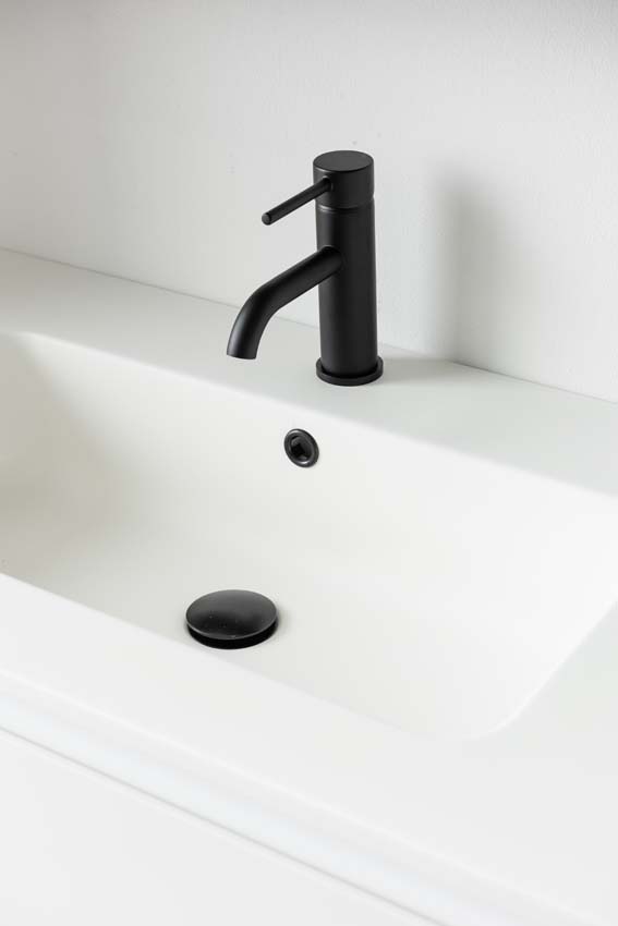 Meuble de salle de bains Tibo blanc suspendu avec lavabo simple blanc mat 90cm