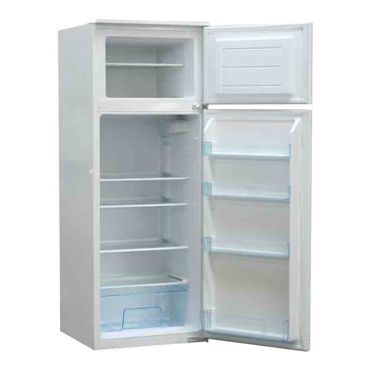 Cuisine d'angle blanc/chêne 310x172cm - plaque de cuisson vitrocéramique et hotte murale blanche - avec appareils