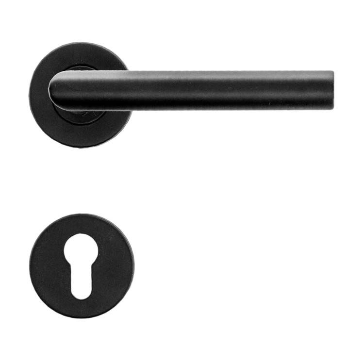 Poignée de porte pro  belluno 19mm class 3 noir rosace cylindre