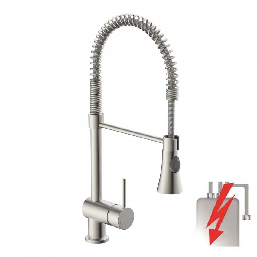 Keukenkraan Chef inox met uittrekbare uitloop