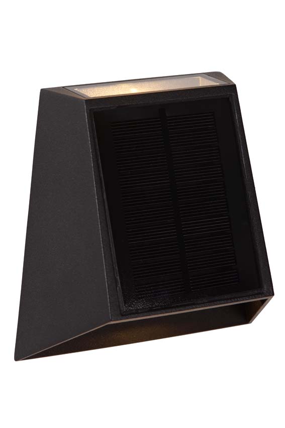 Wandlamp Solar Viro - zwart - LED dimbaar - 1x1W - 2850K/3150K - IP54 - Dag/nacht sensor