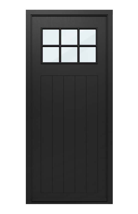 Houten buitendeur Alva meranti zwart helder glas 980x2180mm rechtstrekkend