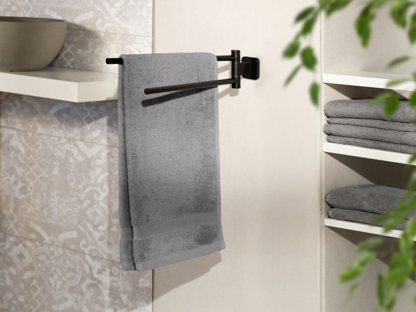 Porte-serviettes Wenko Porto fixation murale noir 43cm