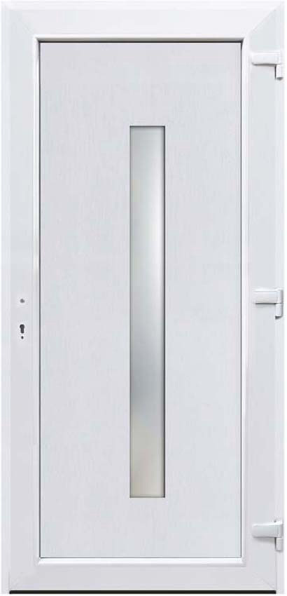 Buitendeur verticale ruit PVC wit linkstrekkend op maat