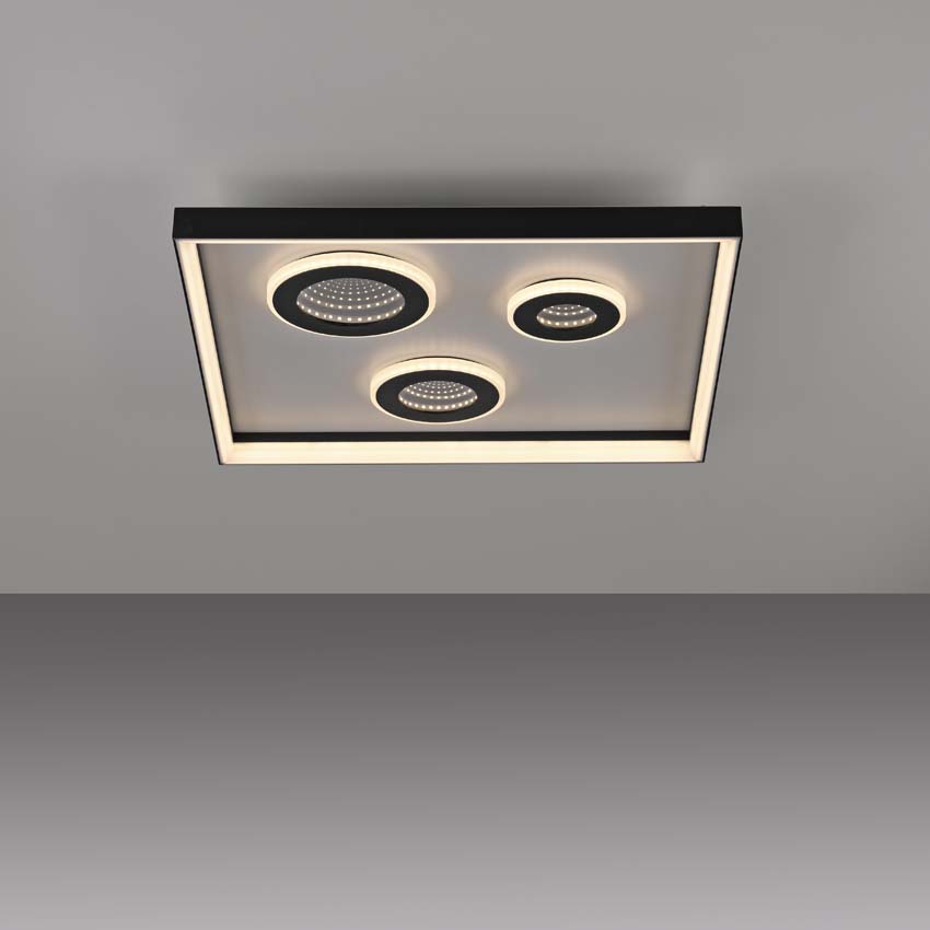 Plafonnier - zwart - 45x45cm - dimbaar - 32W - 2700-5000K - met afstandsbediening