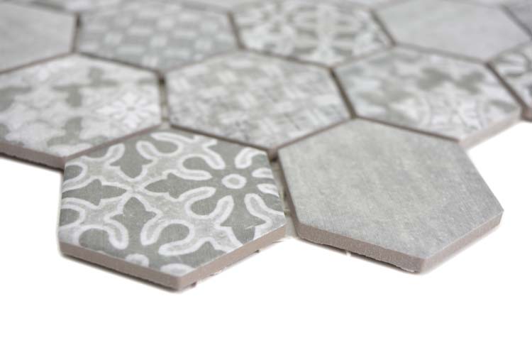 Mosaïque Hexagon gris mat 32,5x28,1cm