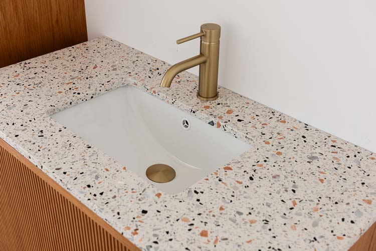 Plan vasque terrazzo avec lavabo pour meuble salle de bain simple 90,5cm