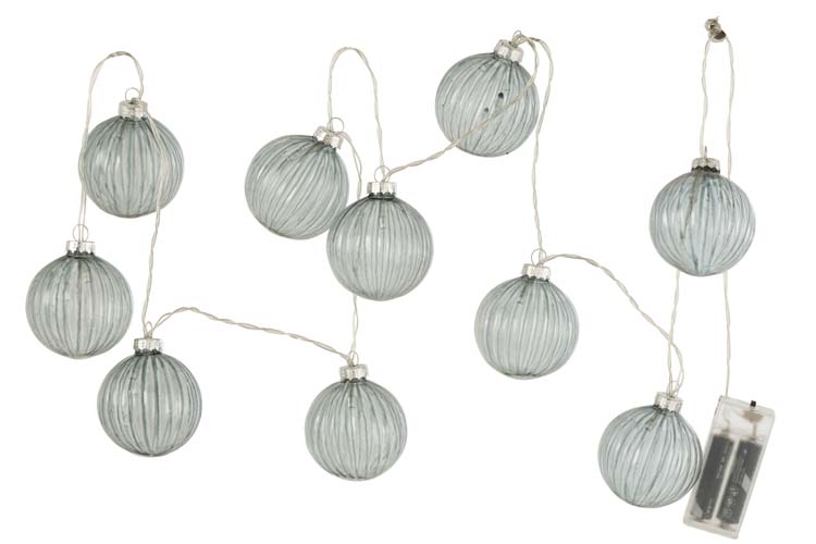 Slinger geribbeld grijs glas met verlichting - 10 ballen Slinger geribbeld grijs glas met verlichting - 10 ballen