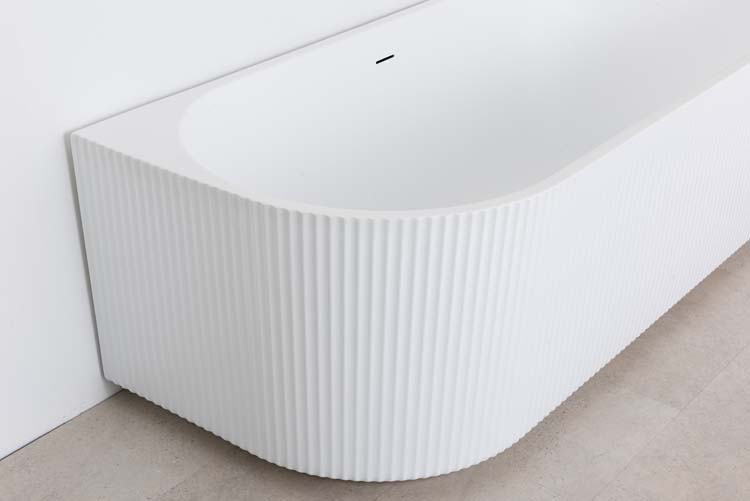 Hoekbad Chris mat wit geribbeld rechts 170x80cm