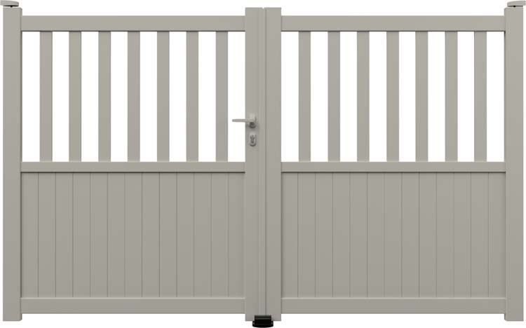 Portail double Cadiz aluminium gris soie sur mesure ouverture à gauche - motorisable