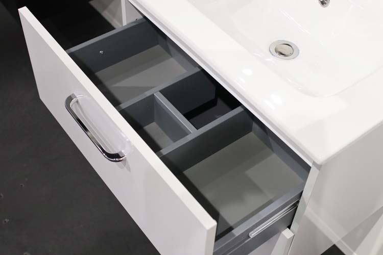 Badkamermeubel Ruben 60cm grijs glans + kolomkast + spiegel