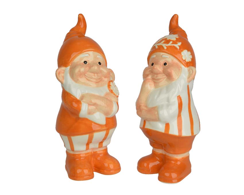 Figurine de lutin dolomite orange/blanc 10x10,3x25cm