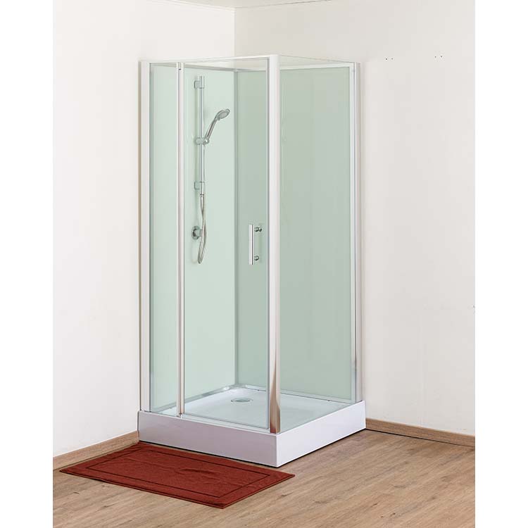 Cabine de douche Anik gauche chrome/blanc porte tournante 90x90x205cm
