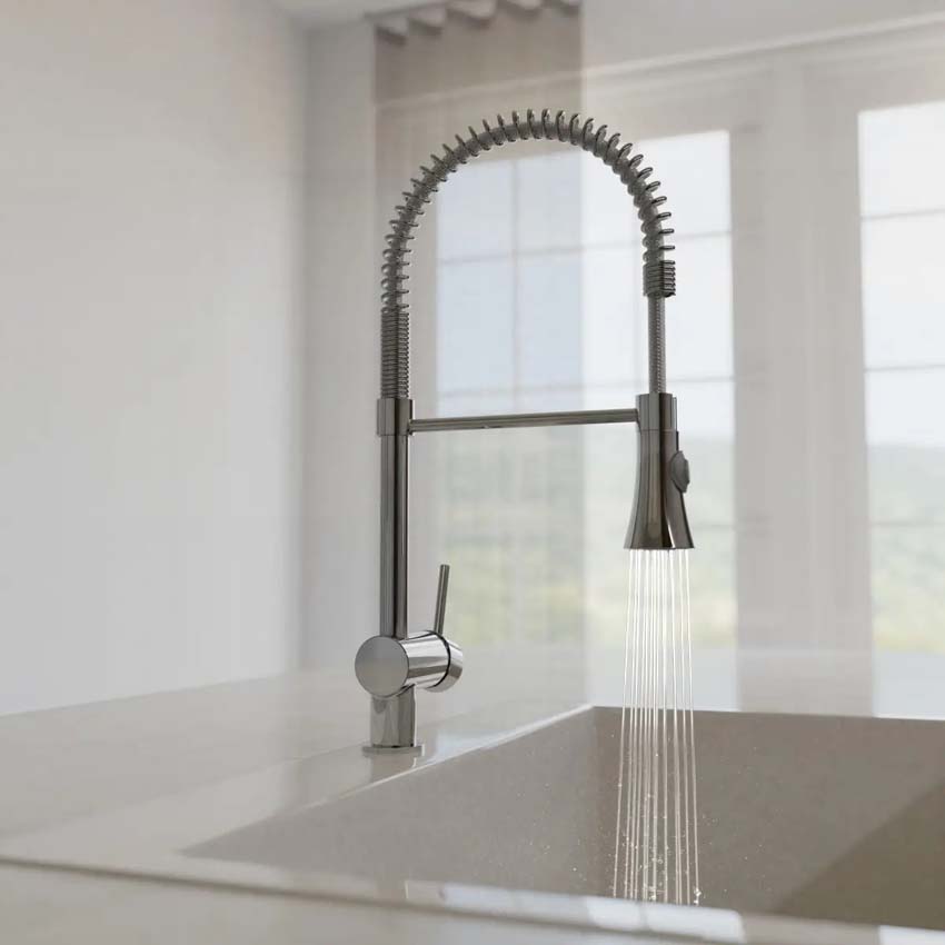 Keukenkraan Chef chroom met uittrekbare uitloop