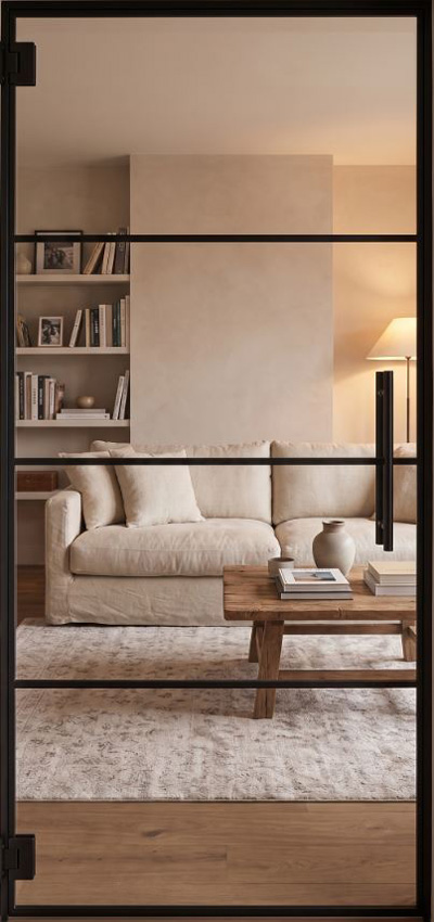 Porte vitrée complète Tyler Black 4R 83x201cm ferrures noires