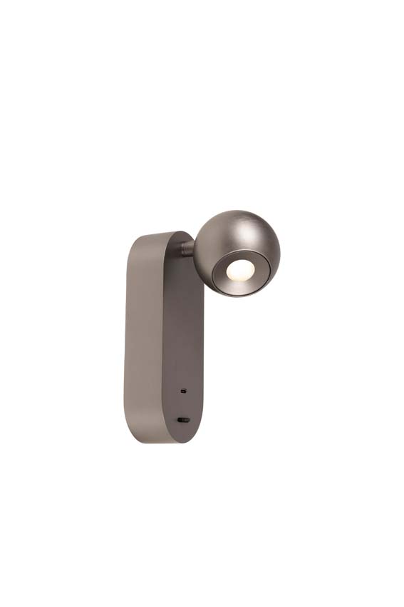 Lucide Premium Montana - Wandlamp - LED - CCT - 1x6,3W 2700K/4000K - Met USB oplaadpunt - Koffie