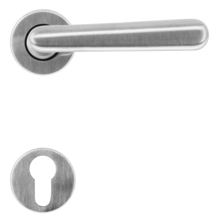 Poignée de porte pro cremona look inox rosace cylindre