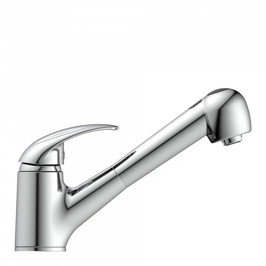 Keukenkraan Aiko chroom lage druk met uittrekbare uitloop