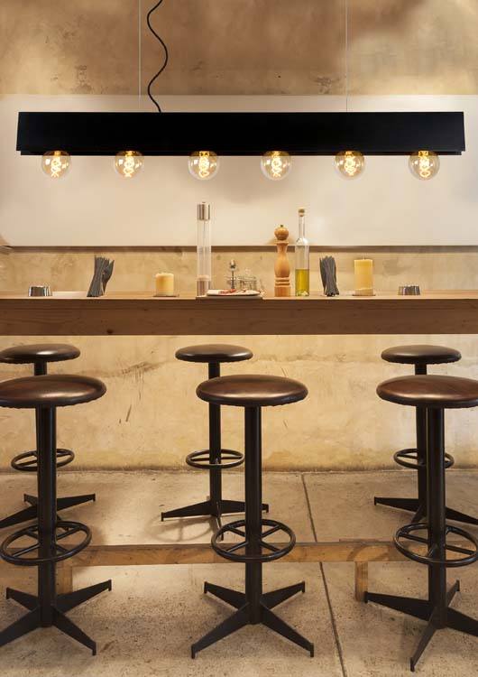 Hanglamp - 6xE27 - Zwart rechthoek