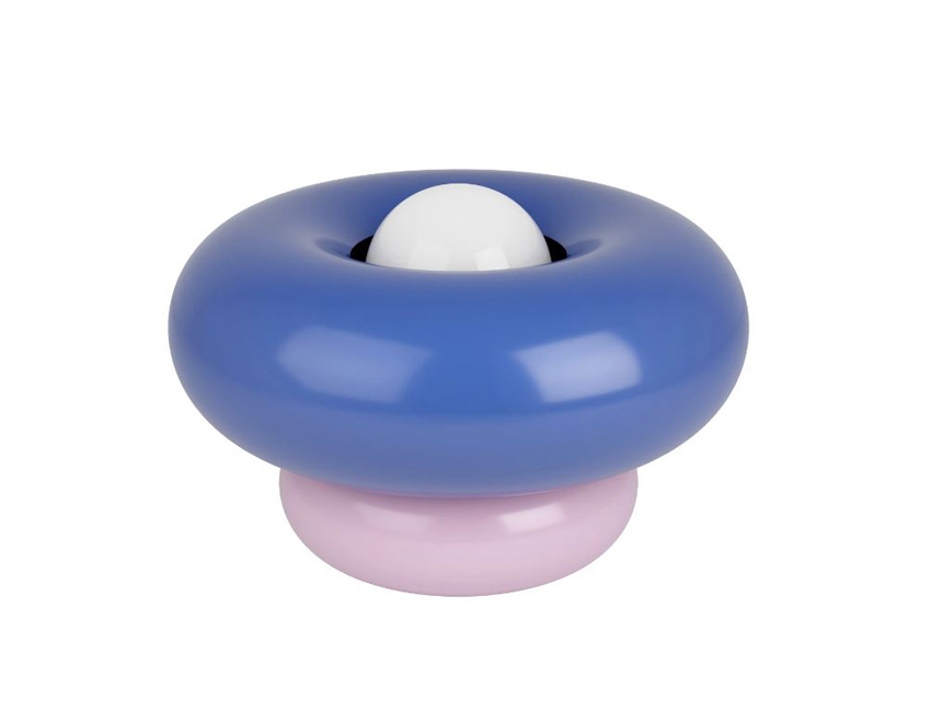 Lampe de table - bleu/rose - Ø25x15cm - dimmable - E27 - 1x60W