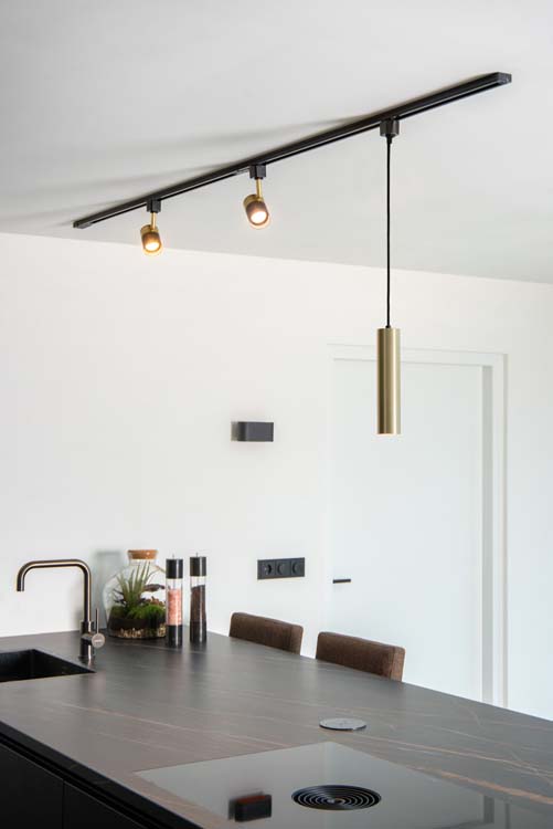 Railverlichting Avignon rail 2m - 2 spots - 1 pendel - zwart-goud