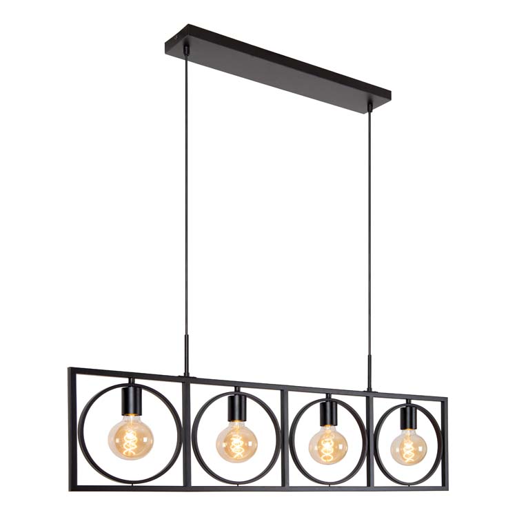 Hanglamp - zwart - 107cm - 4xE27 - 40W