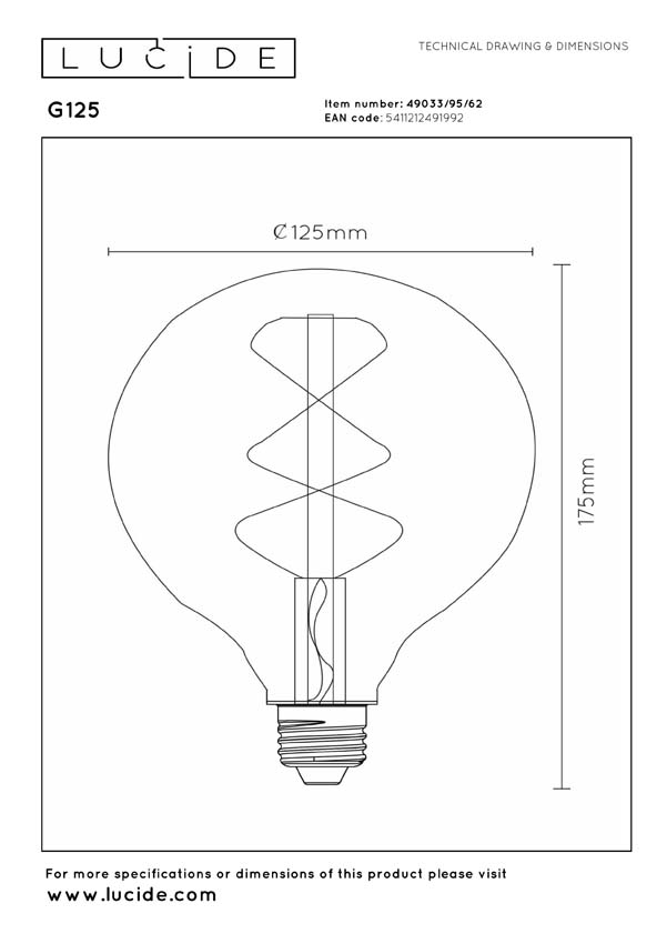 Lucide ST64 - Filament lamp - Ø6,4cm - LED 3 StepDimbaar (Memory) - E27 - 1x4,9W 2200K - Amber