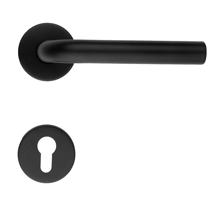 Poignée de porte pro  lucera 19mm class 3 noir rosace cylindre
