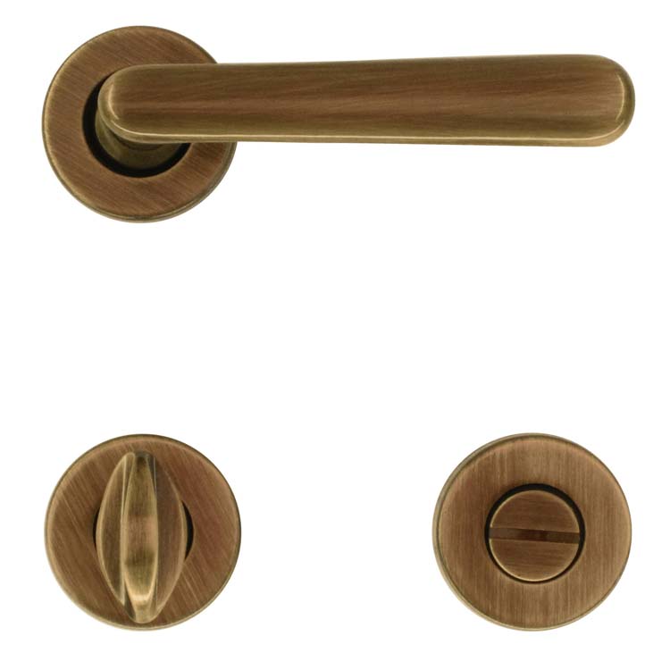 Poignée de porte pro cremona bronze avec serrure toilette