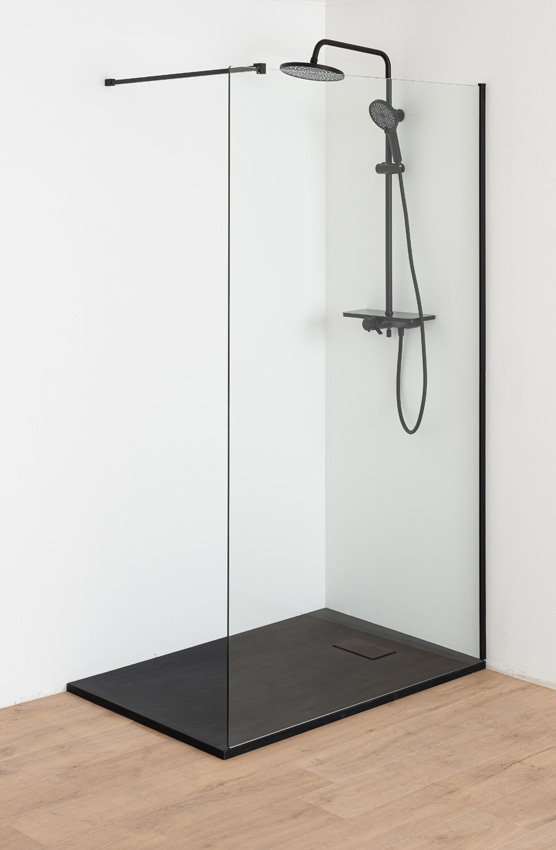 Douchebak Moby SMC mat zwart leisteenlook 120x80cm