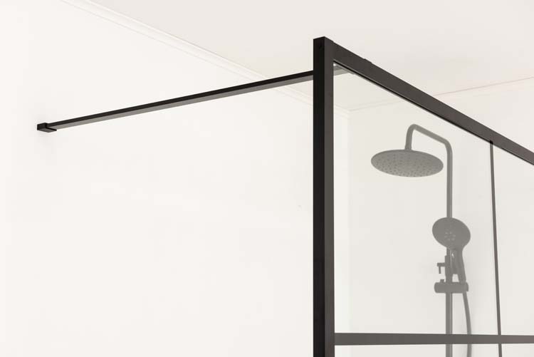 Douchewand Uma 2 zwart profiel 160x200cm met stang
