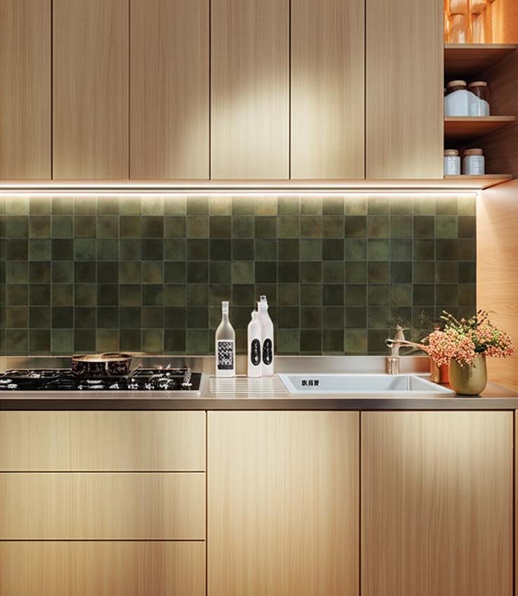 Wandtegel Cueva vierkant donkergroen 30x60cm