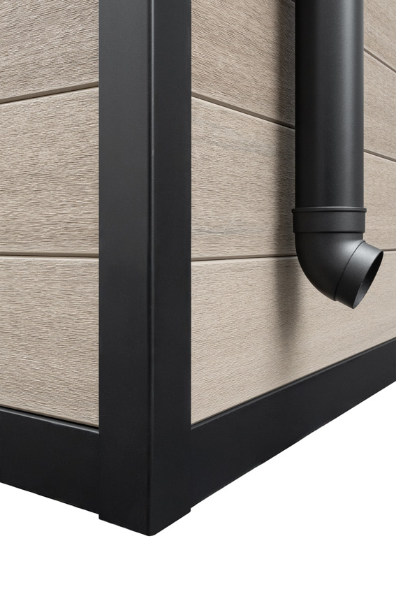 Tuinhuis Yana L WPC stone grey/sandstone 290x290cm dubbele deur