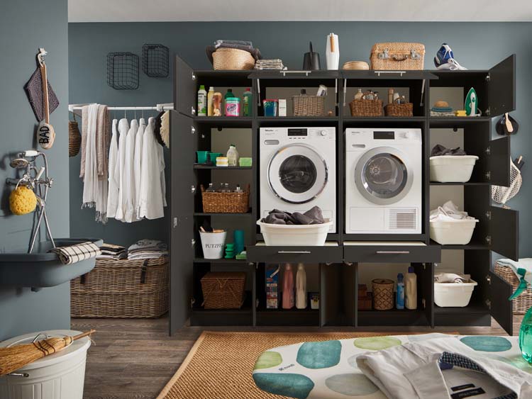 Wasmachine kast Decowash set 17 antraciet 235x67,5x200cm