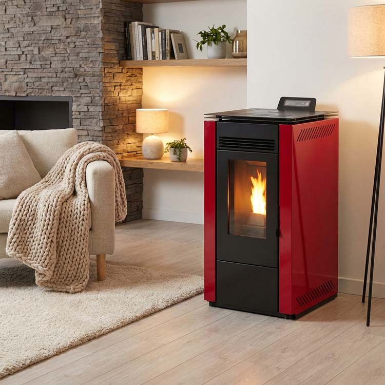 Poêle à pellets Modèle 8 - 7,9kW - 160m³ - bordeaux - 94x44x48cm