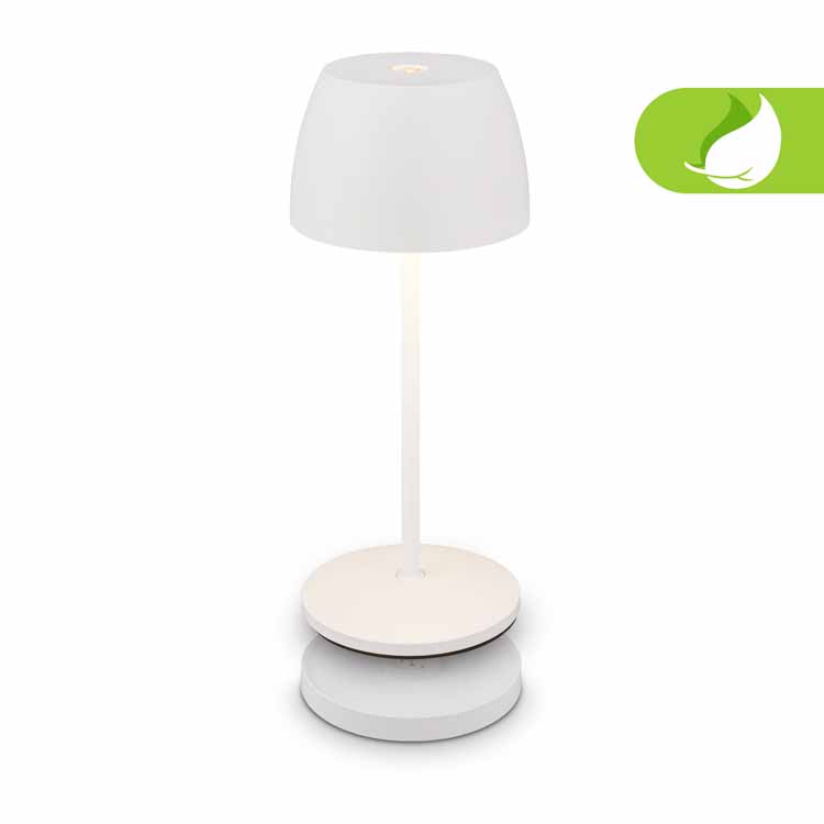 Lampe de table Tenori - blanc - 20.5cm - dimmable - LED - 1.5W - 2700K - IP44 - station de recharge