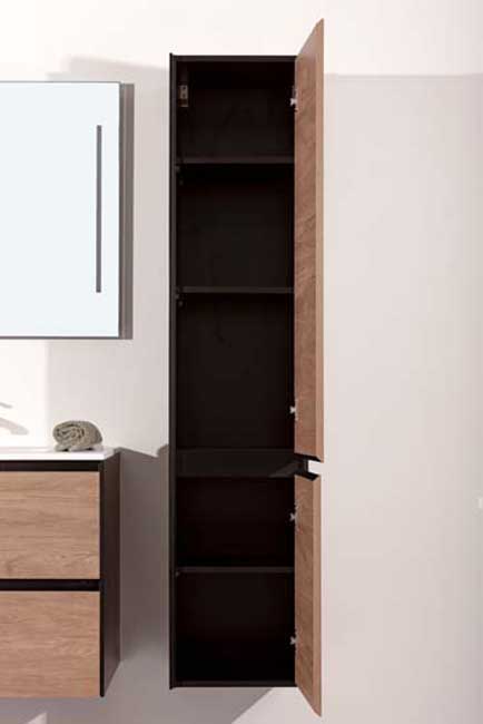 Badkamermeubel Molly houtlook hangend met enkele wastafel glanzend wit 90cm