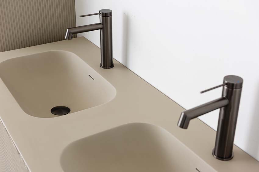 Meuble de salle de bain Amelia gris fumé avec double lavabo mat 120cm