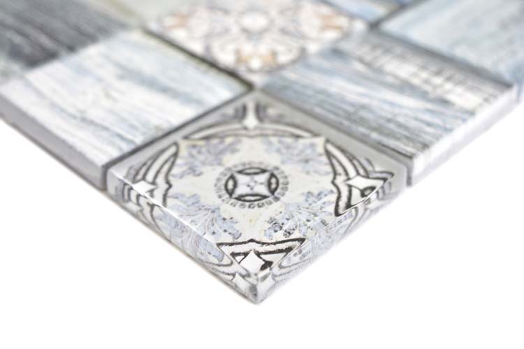 Mozaïek Crystal Mix lichtblauw glanzend 30x30cm