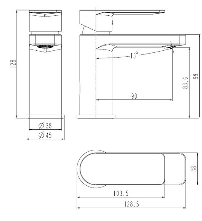 Robinet de lavabo Danthe 12,80cm chrome Robinet de lavabo Danthe 12,80cm chrome