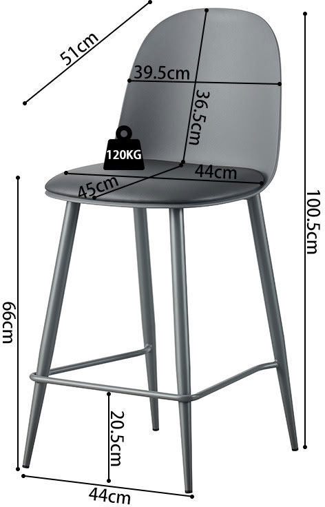 Chaise de bar Renilde grise