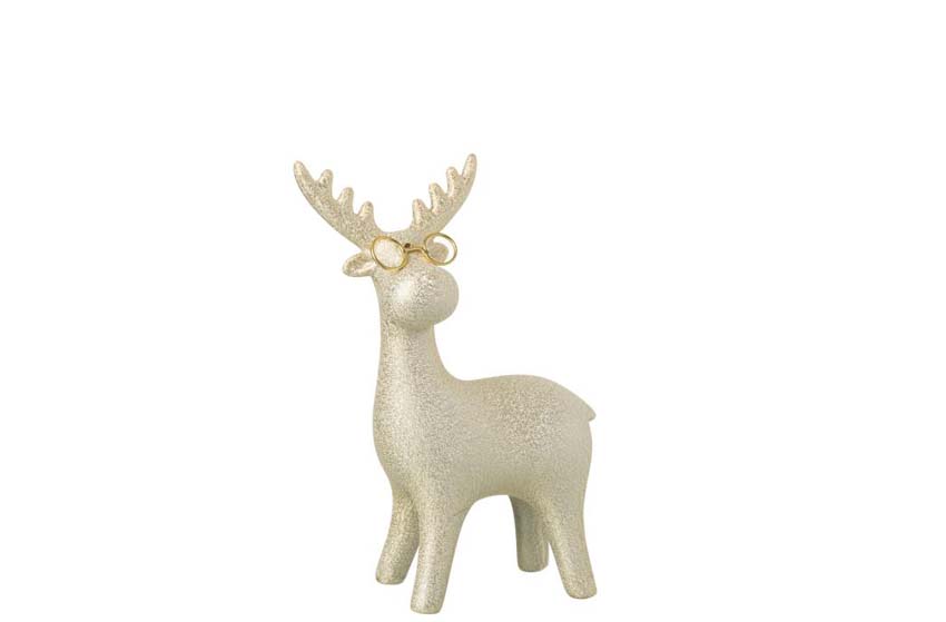 Sculpture renne sur pattes porcelaine or 14x6x20,5cm