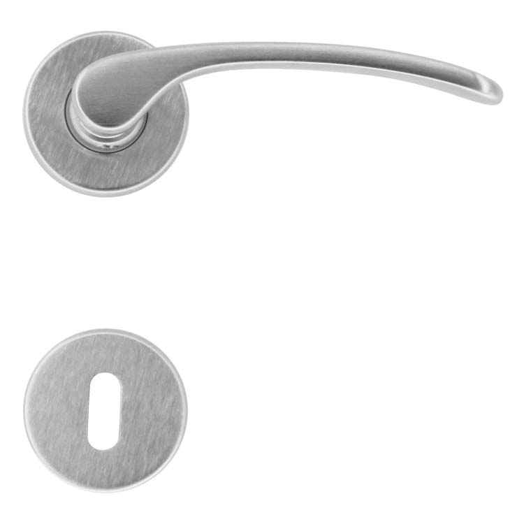 Poignée de porte pro piacenza chrome brossé rosace barbe